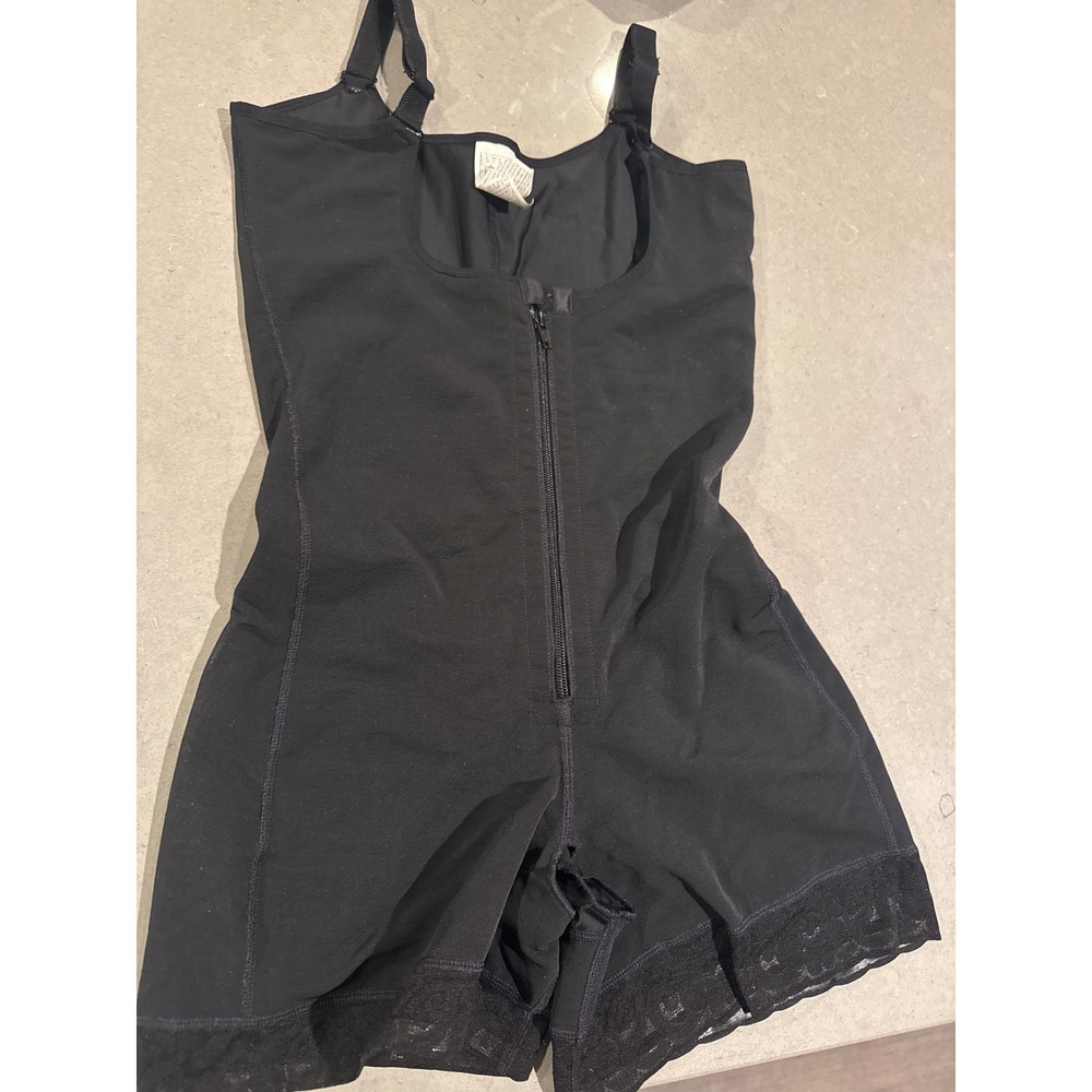 Diane Poitiere Shaper Open Gusset Full Bodysuit Lace Trim Black XL‎